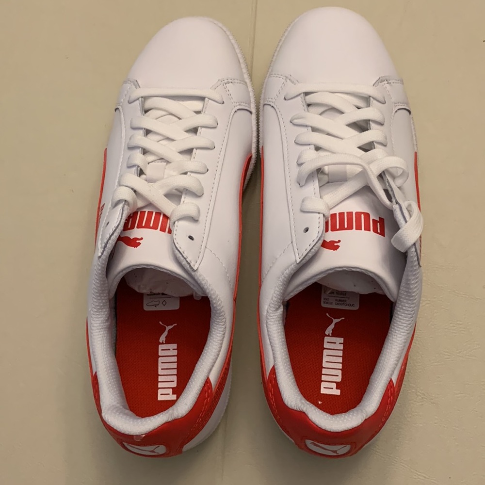 NEW w Box Puma smash L white red vintage men women unisex casual lifestyle shoes